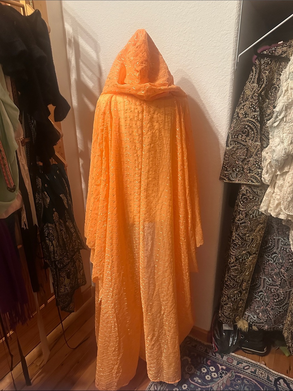 Orange Hooded Women's Priestess Robe - Picture 2 of 3